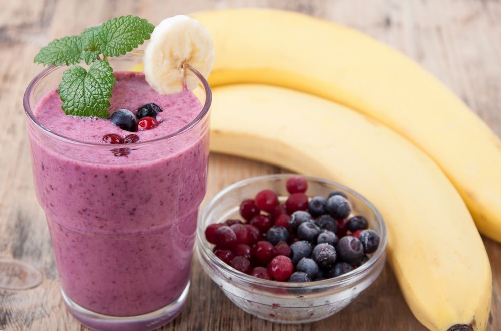 Superfood with high antioxidant berries in a smoothie