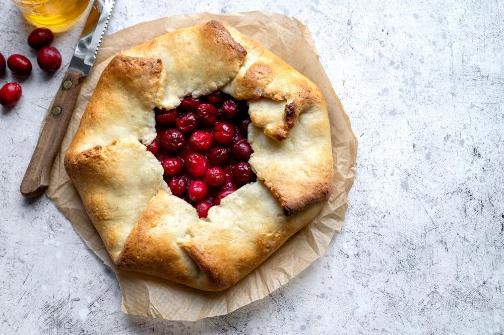A winter tart made with cranberries, baked in french style.