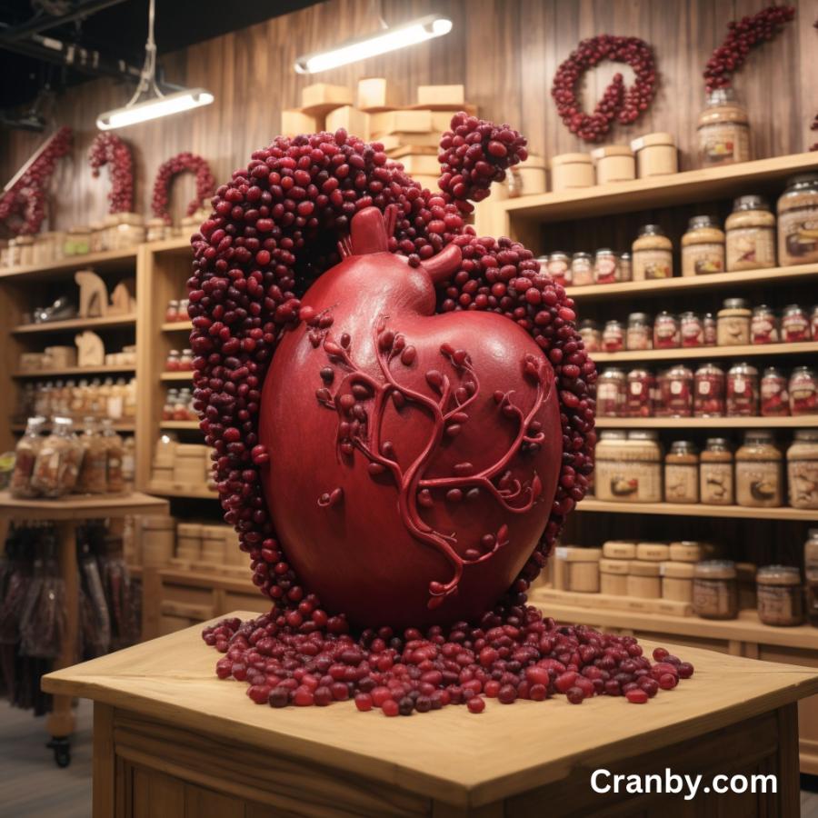 A Large Kidney in a health food store with cranberries.