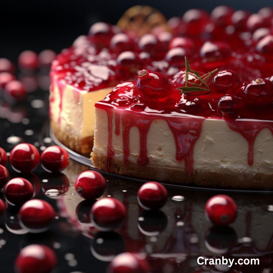 Sparkling Cranberry Cheesecake looking all goey with delicious topping