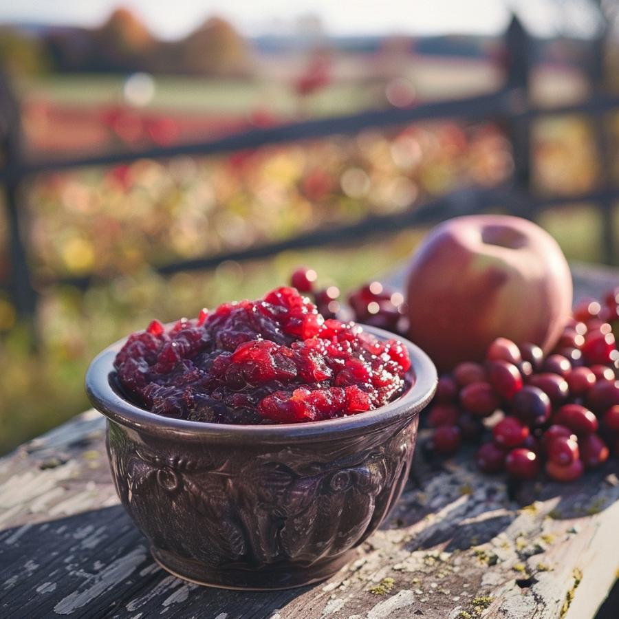 The best homemade apple cranberry sauce, cooling outdoors
