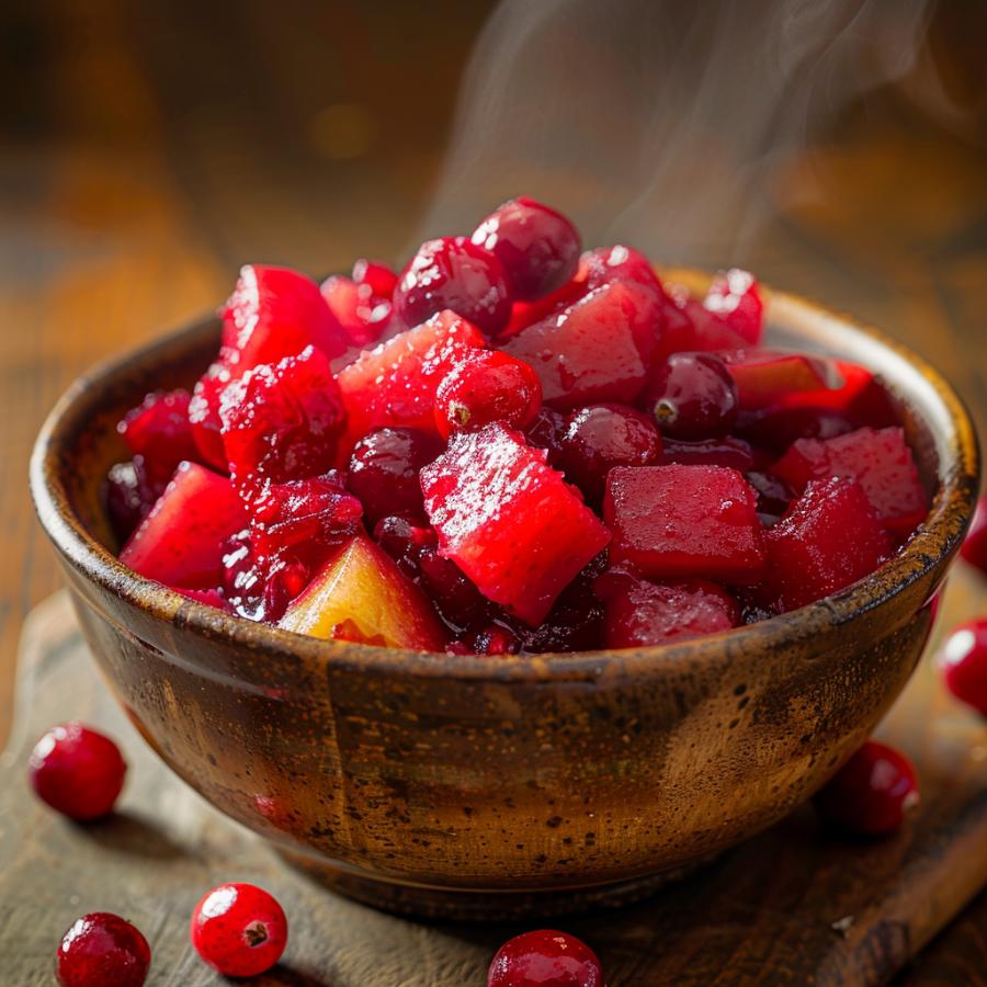 Steaming Apple Cranberry Sauce
