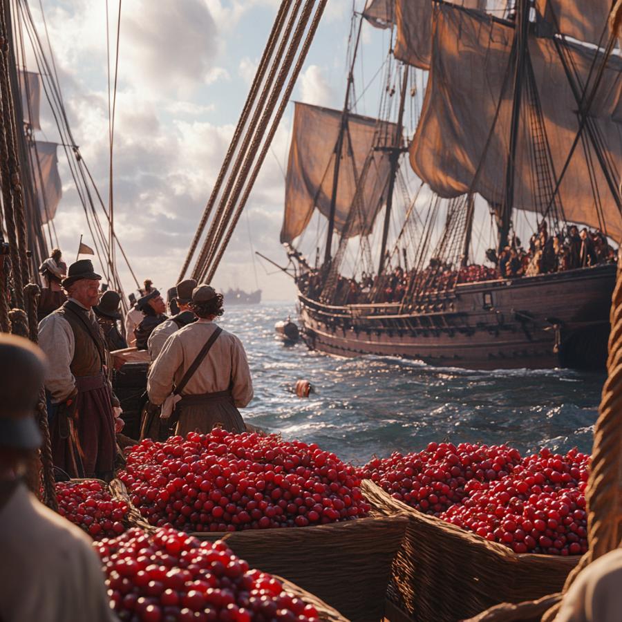 Sailors on ships carrying cranberries to ward off scurvy