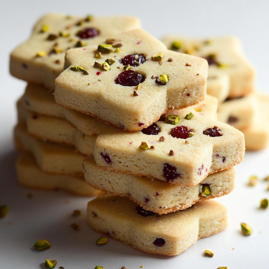 Cranberry Pistachio Shortbread Cookies