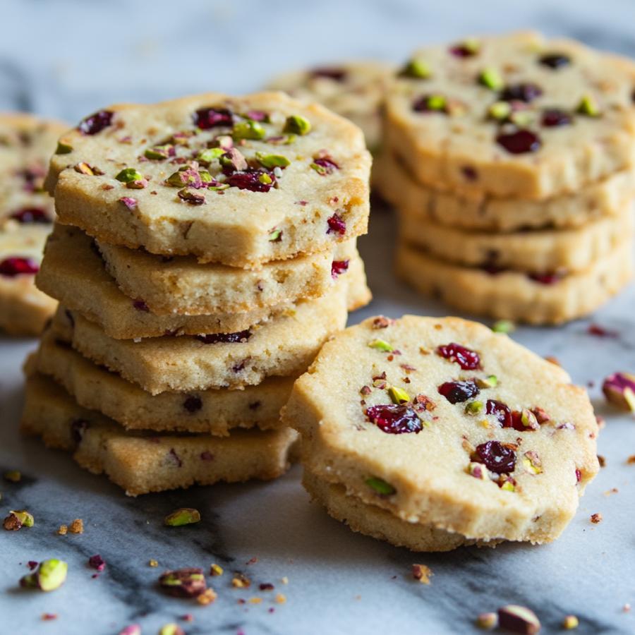 Cranberry Pistachio Shortbread Cookies