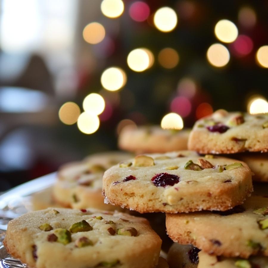 Cranberry Pistachio Shortbread Cookies