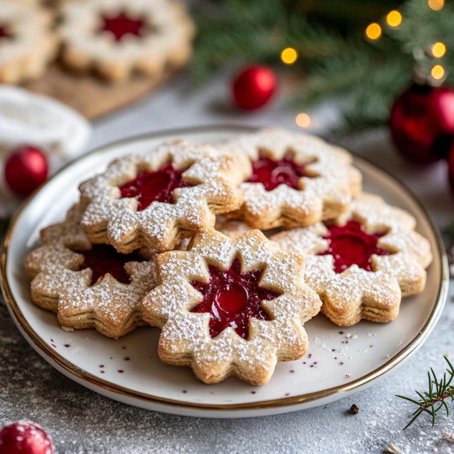 Cranberry Linzer Cookies