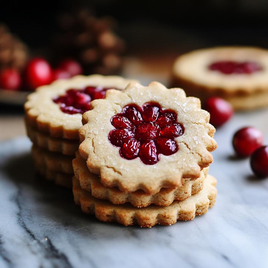 Cranberry Linzer Cookies