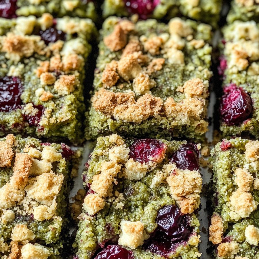 Cranberry Matcha Green Tea Crumb Bars