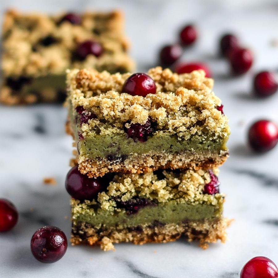 Cranberry Matcha Green Tea Crumb Bars