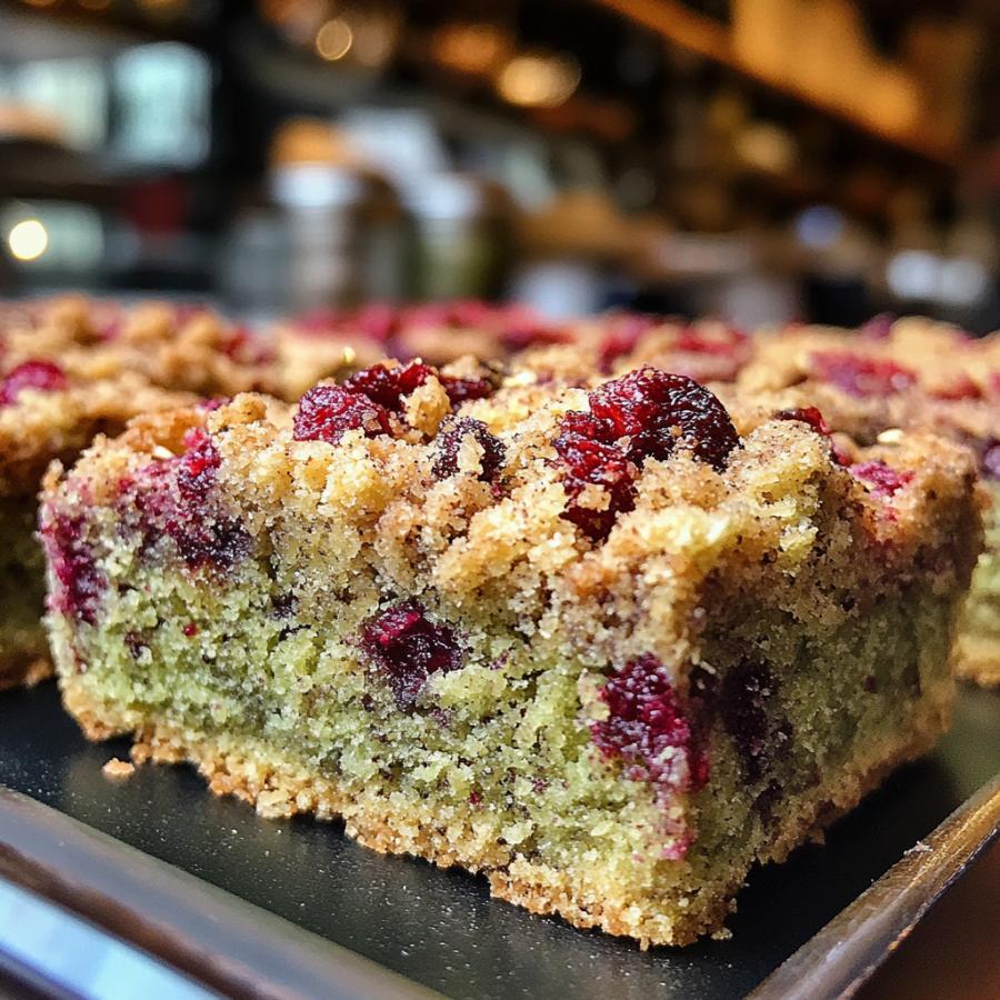 Cranberry Matcha Green Tea Crumb Bars