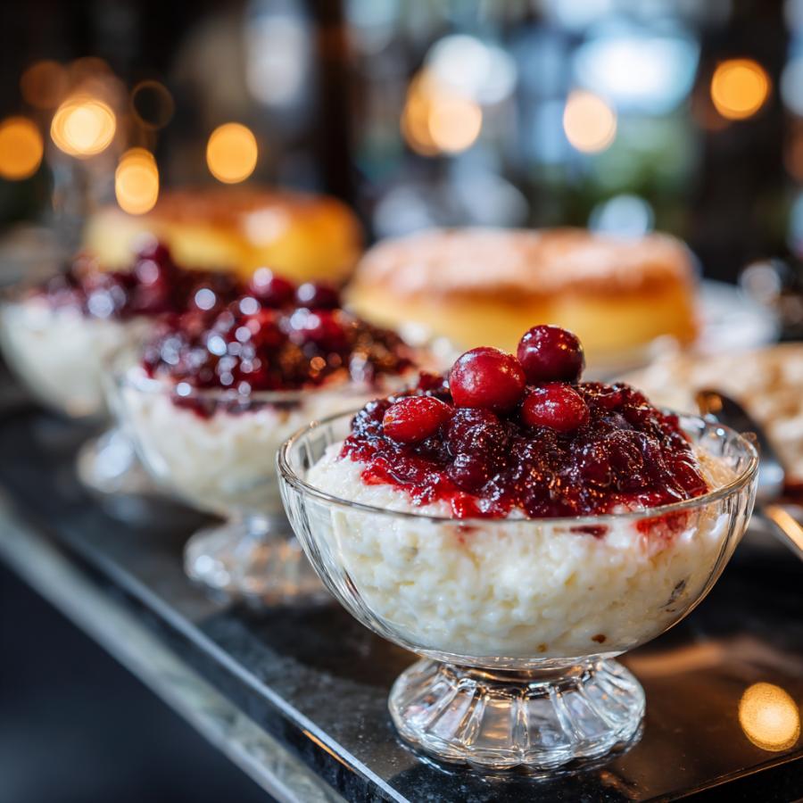 Rice Pudding with Cranberry Topping