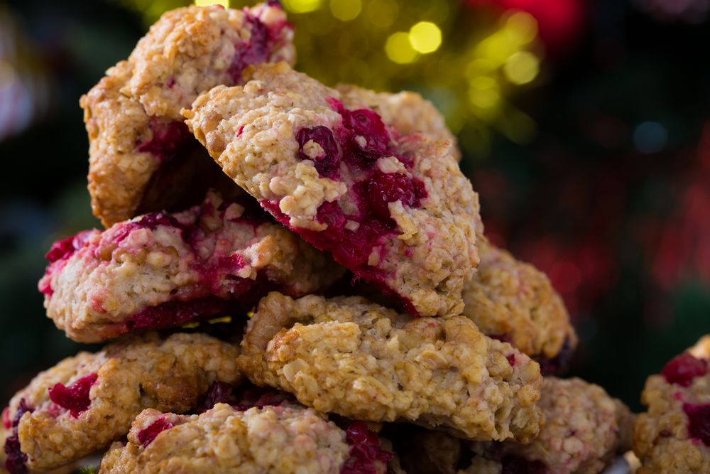 Baked cranberries in an oatmeal cookie recipe