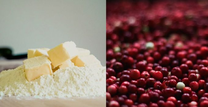 Split image of the 2 most important ingredients in the recipe for cranberry butter