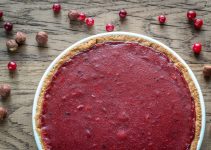 Tart that has some cranberry filling in made with sugar, water and egg yolks.