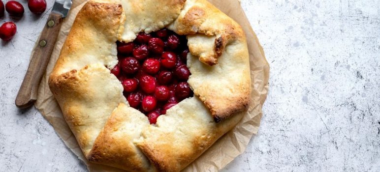 A winter tart made with cranberries, baked in french style.