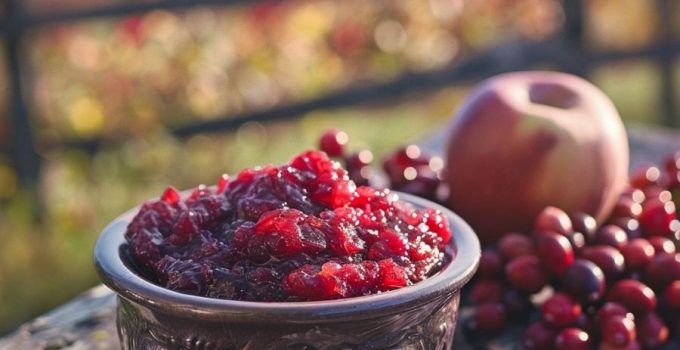 The best homemade apple cranberry sauce, cooling outdoors