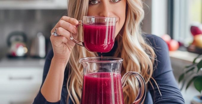 Happy Woman trying to get Healthy by Drinking Unsweetened Cranberry Juice