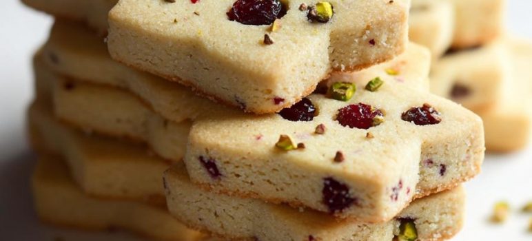 Cranberry Pistachio Shortbread Cookies