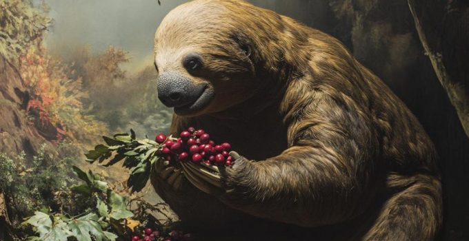 Giant Ground Sloth Eating Cranberries during the Ice Age