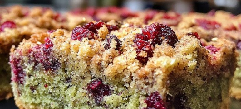 Cranberry Matcha Green Tea Crumb Bars