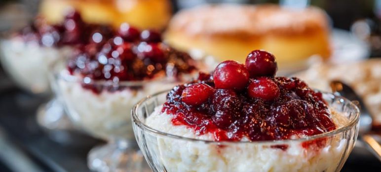Rice Pudding with Cranberry Topping